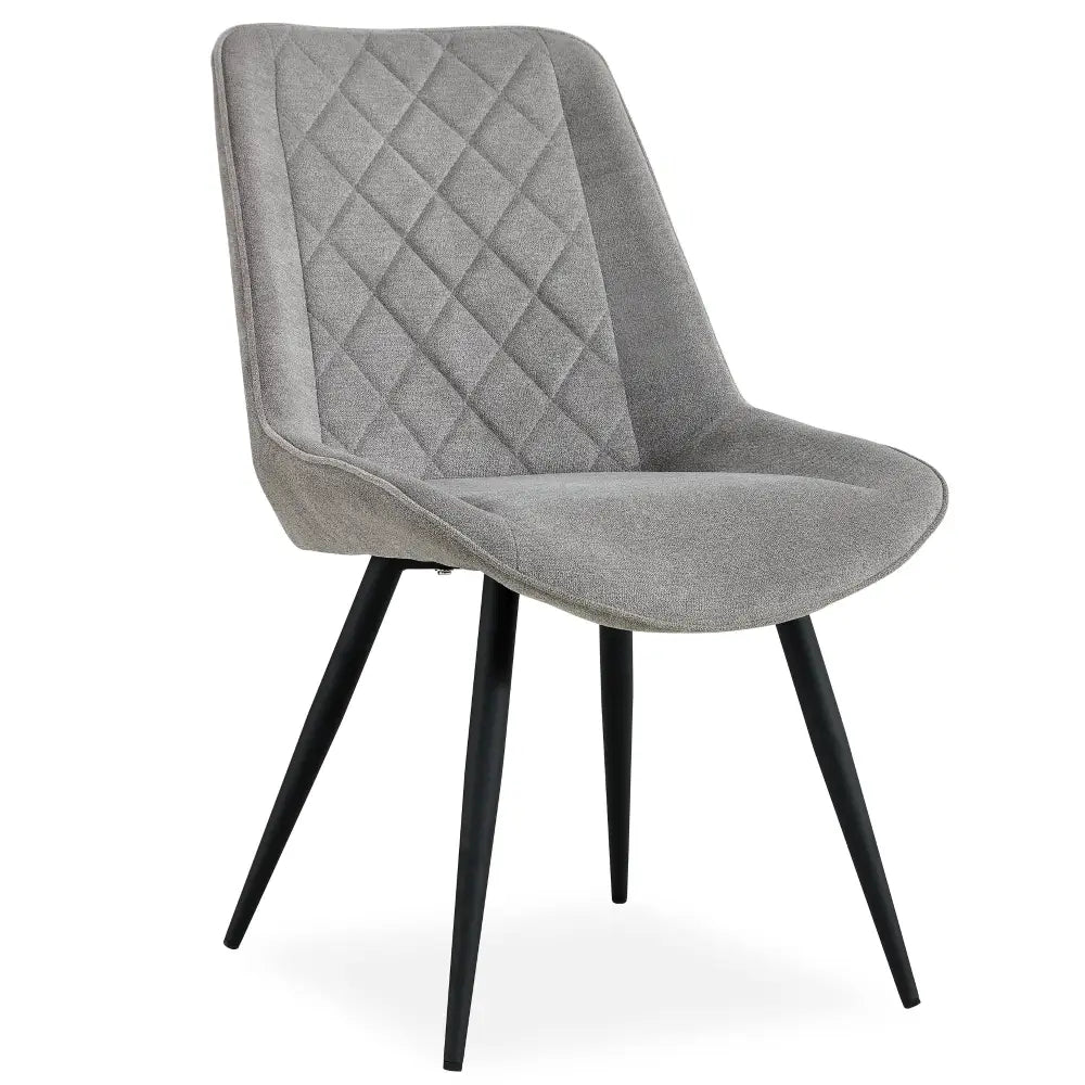 Helenium Dining Chair Set of 8 Fabric Seat with Metal Frame - Granite - Furniture > Dining