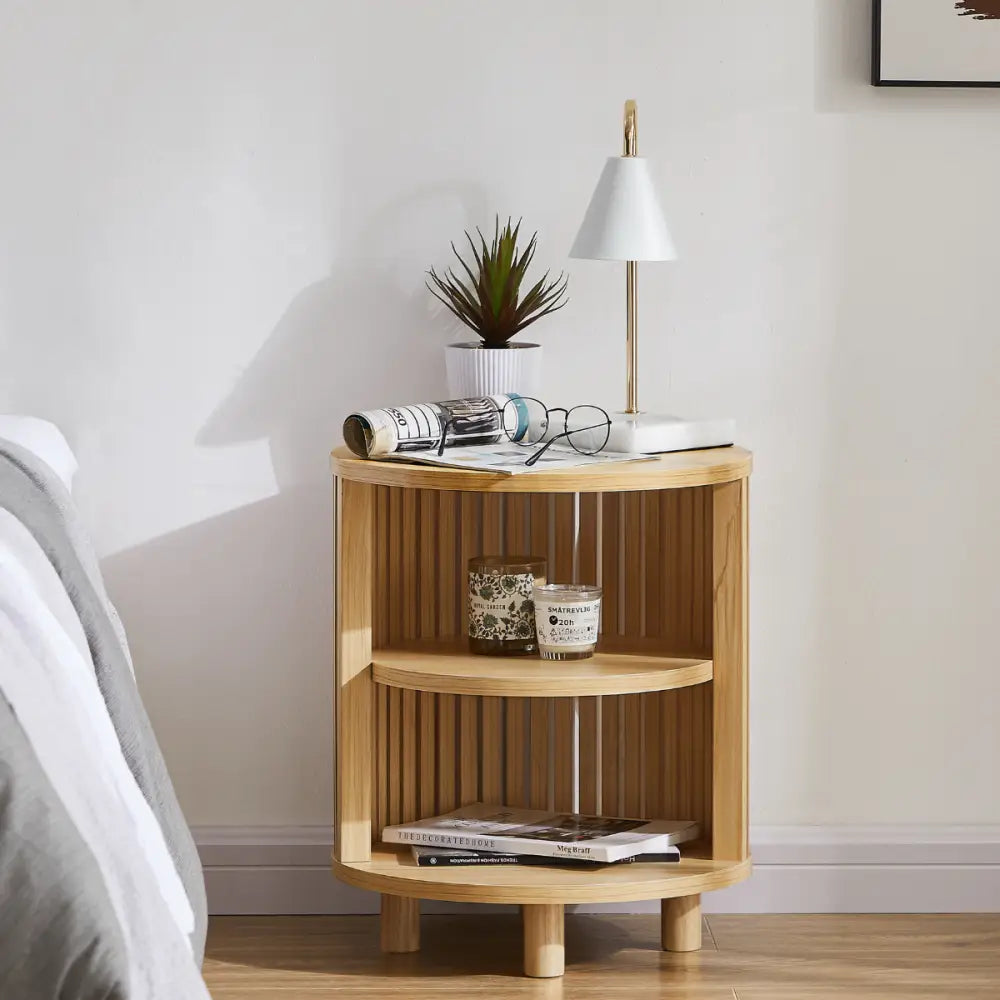 Henley Round Wooden Bedside Table - Furniture > Bedroom > Bedside Tables