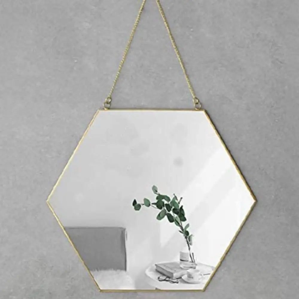 Hexagon Hanging Wall Mirror Decor (Gold Color) - Home & Garden > Decor > Mirrors