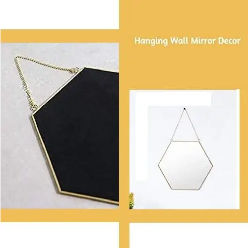 Hexagon Hanging Wall Mirror Decor (Gold Color) - Home & Garden > Decor > Mirrors