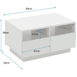 High Gloss White LED Coffee Table With 4 Drawers - Furniture > Living Room