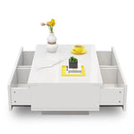 High Gloss White LED Coffee Table With 4 Drawers - Furniture > Living Room