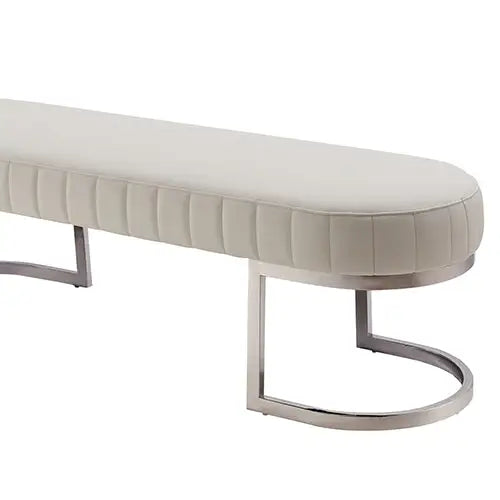 Hilda Bench Chair Air Leather Padded Upholstered Seat Polished Stainless Steel Feet - Furniture > Bar Stools & Chairs >