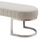 Hilda Bench Chair Air Leather Padded Upholstered Seat Polished Stainless Steel Feet - Furniture > Bar Stools & Chairs >