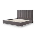 Hillsdale Bed Frame Polyester Fabric Padded Upholstery High Quality Slats Polished Stainless Steel Feet - Furniture >