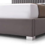 Hillsdale Bed Frame Polyester Fabric Padded Upholstery High Quality Slats Polished Stainless Steel Feet - Furniture >