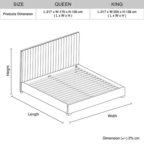 Hillsdale Bed Frame Polyester Fabric Padded Upholstery High Quality Slats Polished Stainless Steel Feet - Furniture >
