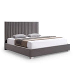 Hillsdale Bed Frame Polyester Fabric Padded Upholstery High Quality Slats Polished Stainless Steel Feet - Furniture >