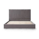 Hillsdale Bed Frame Polyester Fabric Padded Upholstery High Quality Slats Polished Stainless Steel Feet - Furniture >
