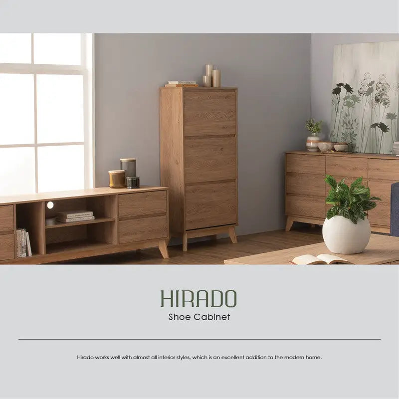 Hirado Tall Shoe Cabinet - Natural - Furniture > Living Room > Shoe Storage