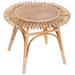 Holly 65cm Round Side Table Mango Wood Top Rattan Frame - Natural - Furniture > Bedroom