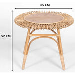 Holly 65cm Round Side Table Mango Wood Top Rattan Frame - Natural - Furniture > Bedroom