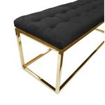 Holly Gold / Black Ottoman - Furniture > Living Room