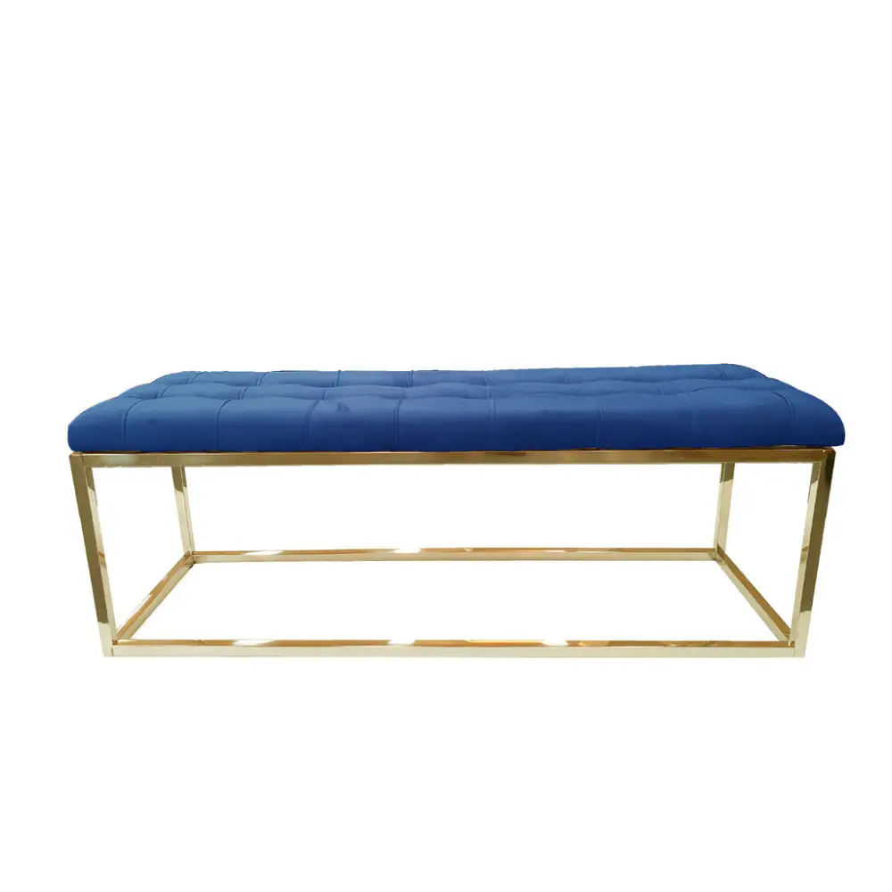 Holly Gold / Blue Ottoman - Furniture > Living Room
