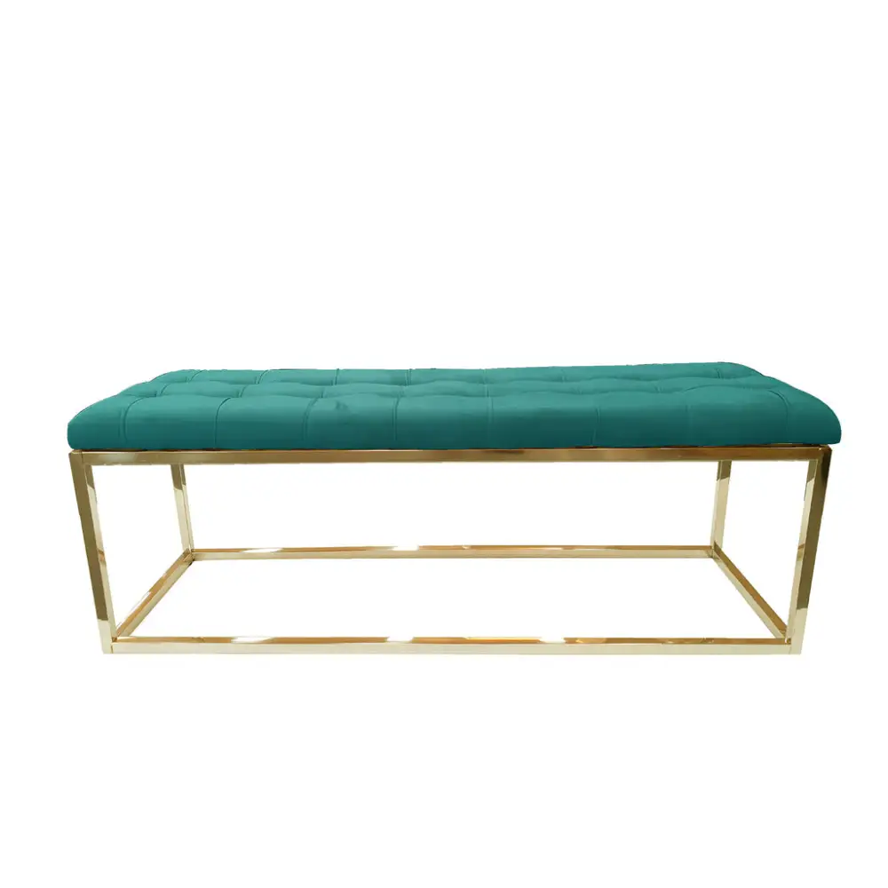 Holly Gold / Green Ottoman - Furniture > Living Room