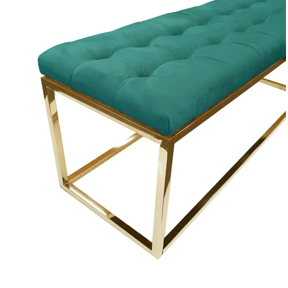 Holly Gold / Green Ottoman - Furniture > Living Room