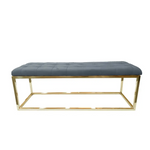 Holly Gold / Grey Ottoman - Furniture > Living Room