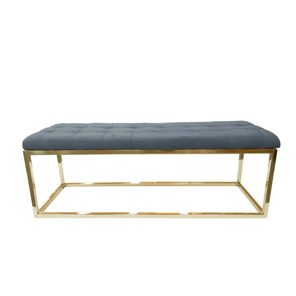 Holly Gold / Grey Ottoman - Furniture > Living Room