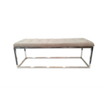 Holly Ottoman Silver Base - Beige Seat - Furniture > Living Room