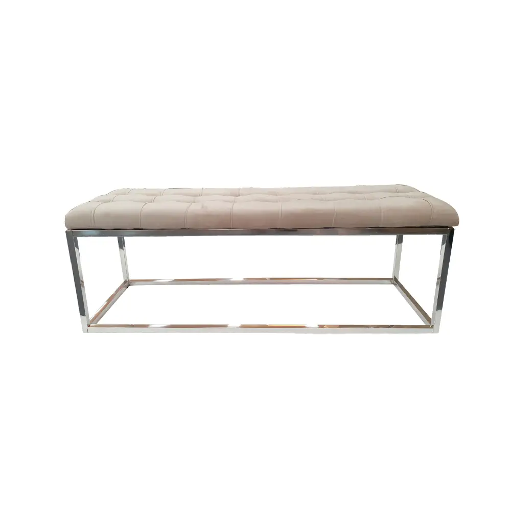 Holly Ottoman Silver Base - Beige Seat - Furniture > Living Room