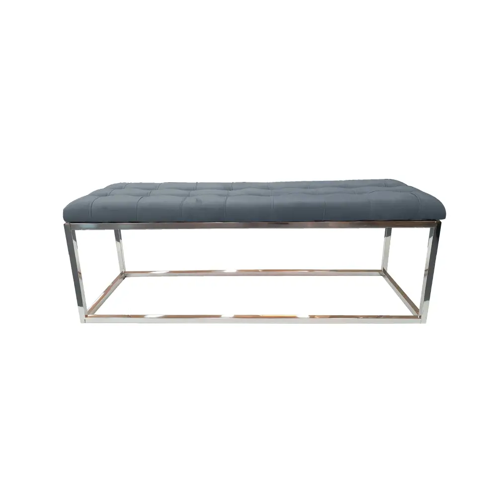 Holly Ottoman Silver Base - Dark Grey Seat - Furniture > Living Room