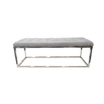 Holly Ottoman Silver Base - light Grey Seat - Furniture > Living Room