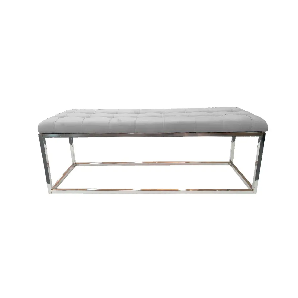 Holly Ottoman Silver Base - light Grey Seat - Furniture > Living Room