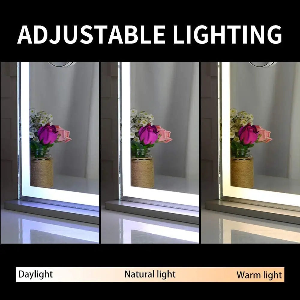 Hollywood LED Makeup Mirror with Smart Touch Control and 3 Colors Dimmable Light (72 x 56 cm) - Health & Beauty >