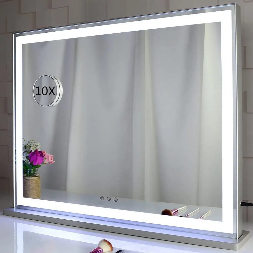 Hollywood LED Makeup Mirror with Smart Touch Control and 3 Colors Dimmable Light (72 x 56 cm) - Health & Beauty >