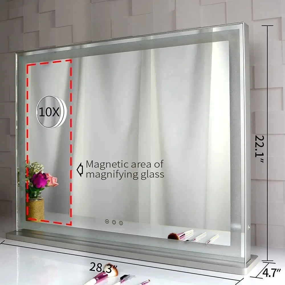 Hollywood LED Makeup Mirror with Smart Touch Control and 3 Colors Dimmable Light (72 x 56 cm) - Health & Beauty >