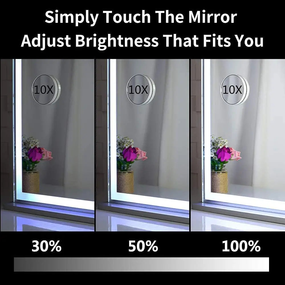 Hollywood LED Makeup Mirror with Smart Touch Control and 3 Colors Dimmable Light (72 x 56 cm) - Health & Beauty >