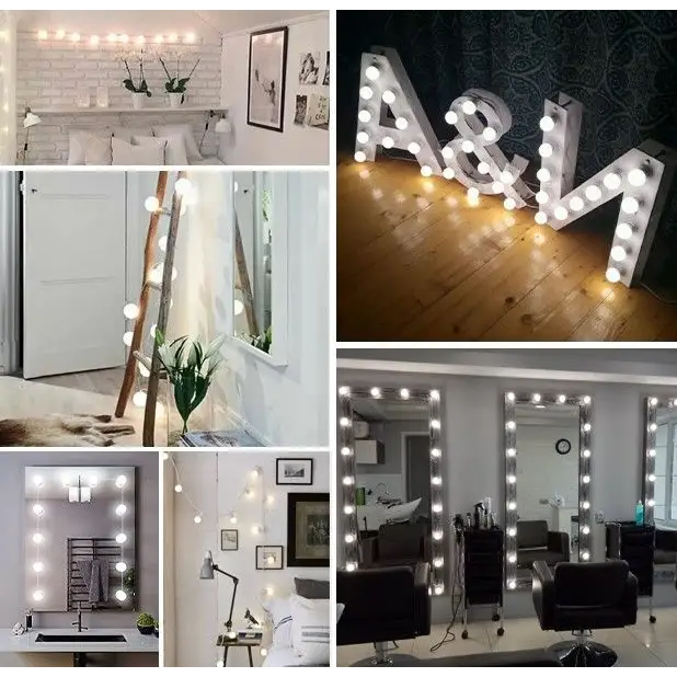 Hollywood Vanity Style LED Makeup Lights Mirror with 3 Color Modes Lights with 10 Dimmable Bulbs (Mirror Not Include)