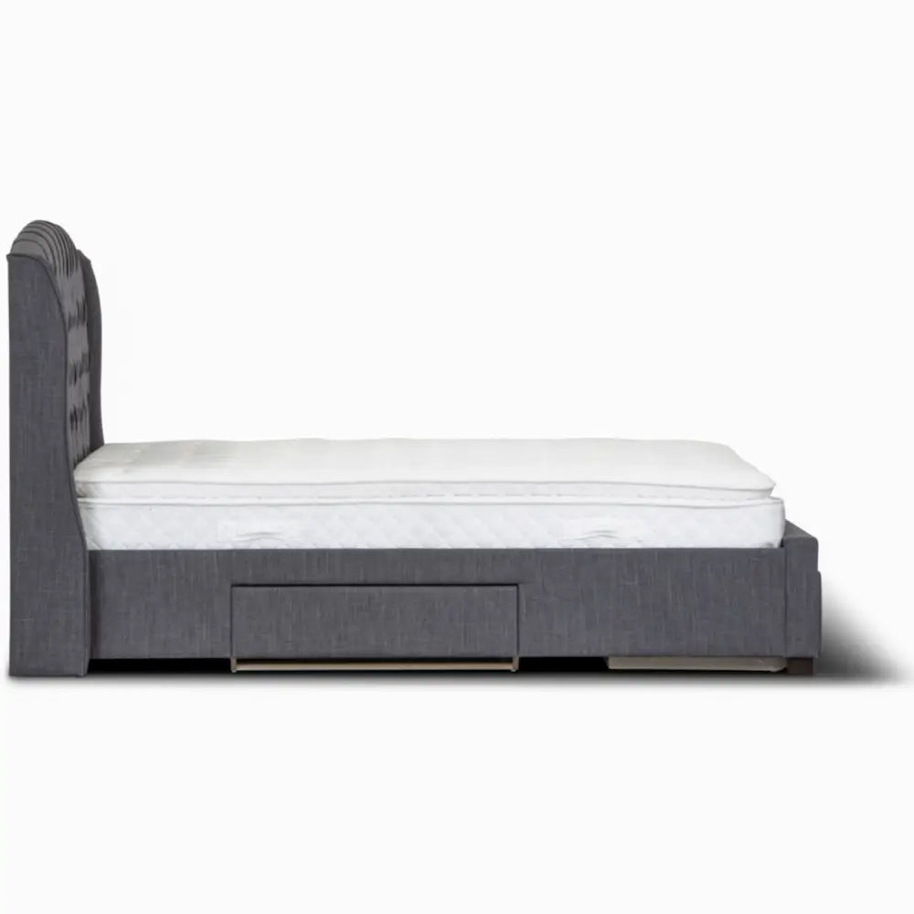 Honeydew Queen Size Bed Frame Timber Mattress Base With Storage Drawers - Grey - Furniture > Bedroom