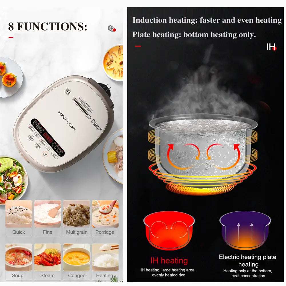 Hoper Layer 4L Electric Rice Cooker IH Heating Zero Coating Non-stick Technology - Appliances > Kitchen Appliances >
