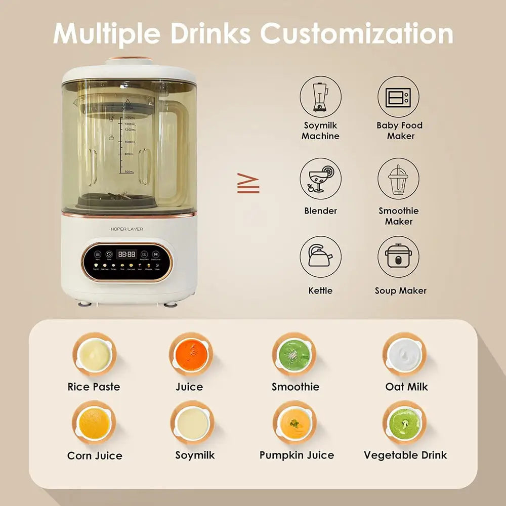 Hoper Layer 8in1 Quite Cooking Blender with Silent Shield 24H Preset Self-Cleaning AU Model - Appliances > Kitchen