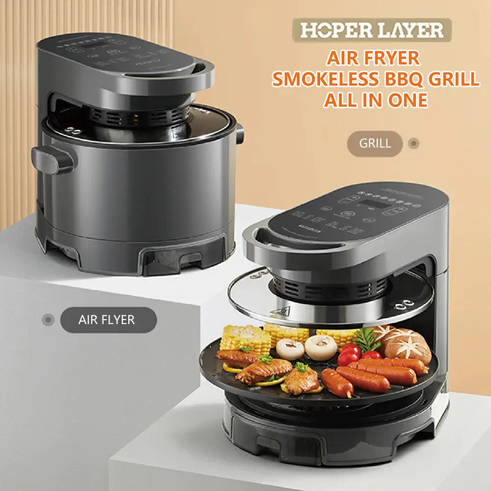 Hoper Layer Multi-functional 2 in 1 air fryer & smokeless BBQ grill KZ-50 - Appliances > Kitchen Appliances > Air Fryers