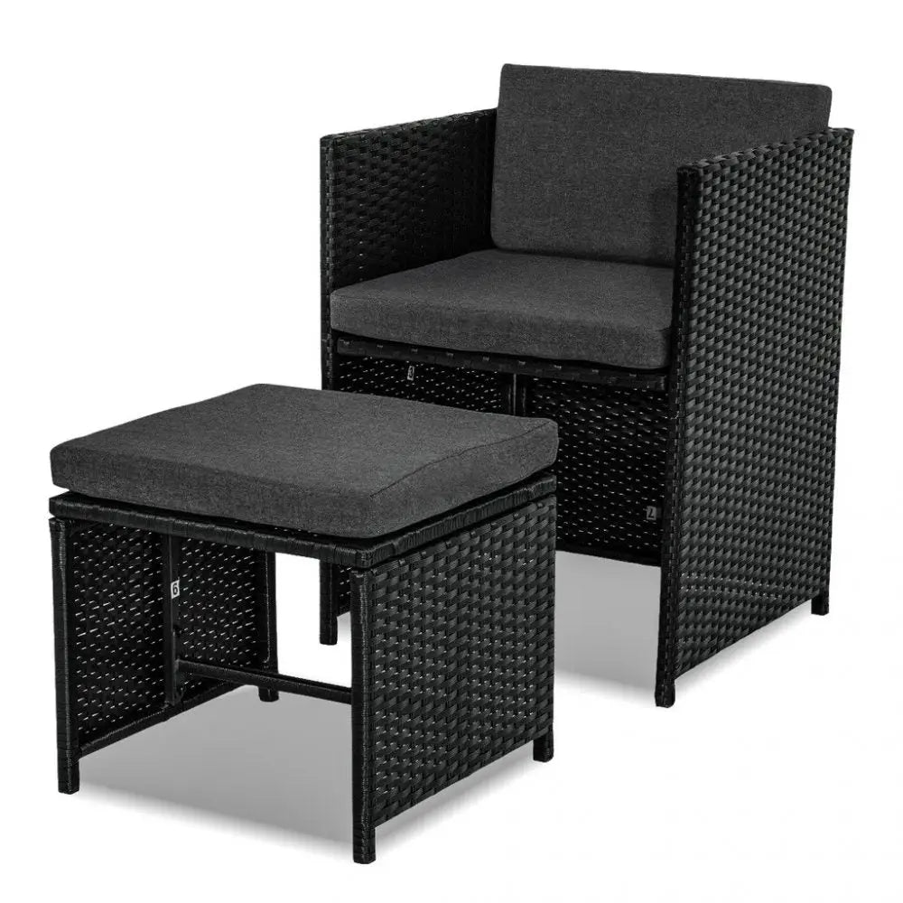 Horrocks 8 Seater Outdoor Dining Set-Black - Furniture > Outdoor