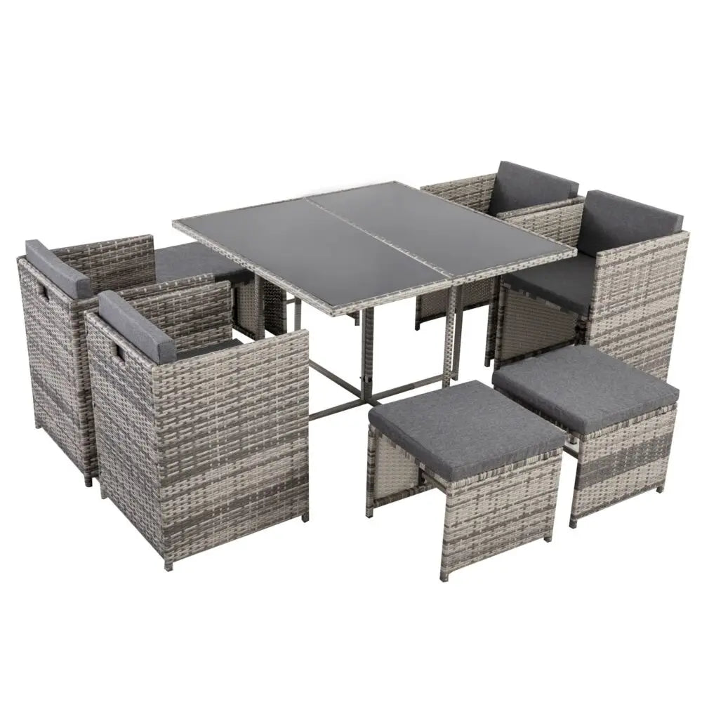 Horrocks 8 Seater Outdoor Dining Set-Grey - Furniture > Outdoor