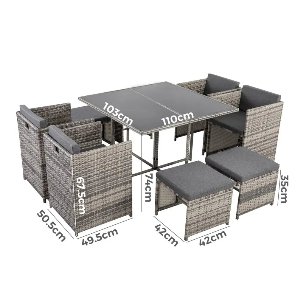 Horrocks 8 Seater Outdoor Dining Set-Grey - Furniture > Outdoor