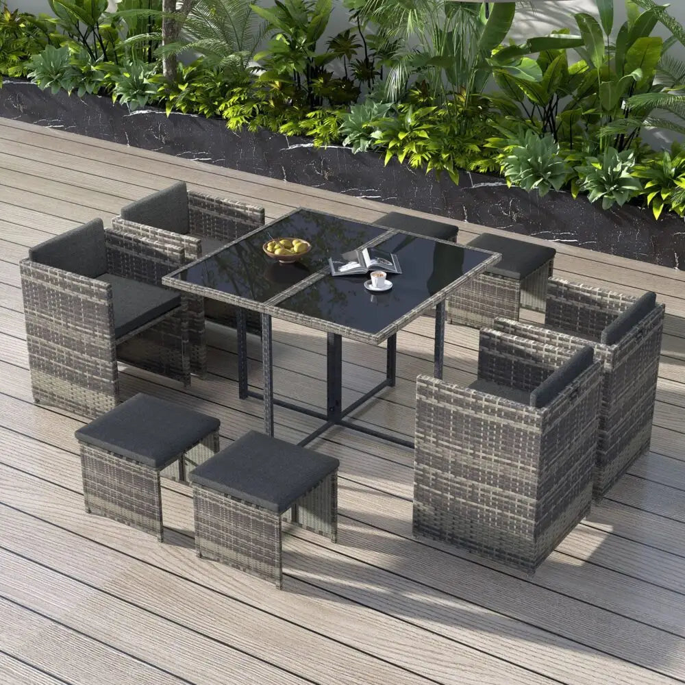 Horrocks 8 Seater Outdoor Dining Set-Grey - Furniture > Outdoor
