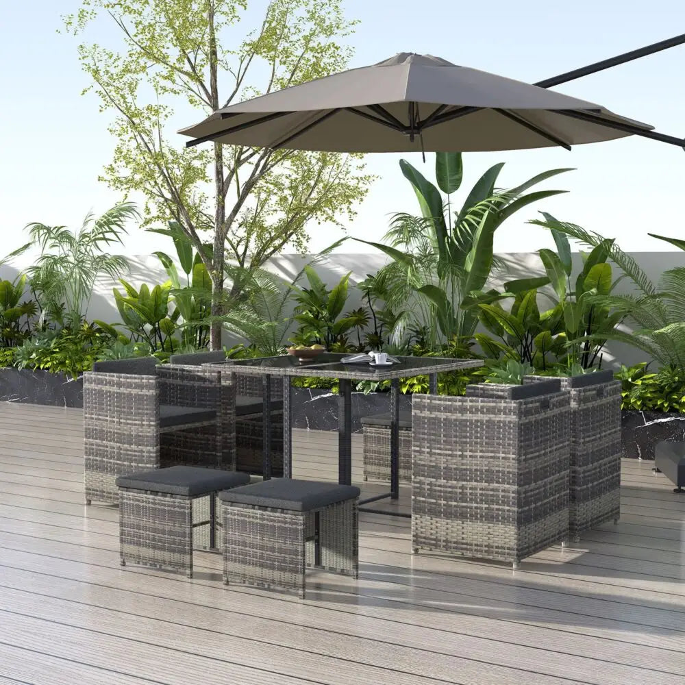 Horrocks 8 Seater Outdoor Dining Set-Grey - Furniture > Outdoor