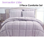 Hotel Living 3 Piece Seersucker Comforter Set Queen Lilac - Home & Garden > Bedding