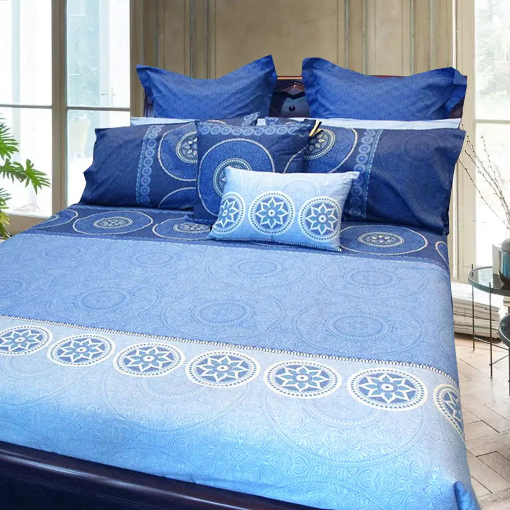 Hotel Living Bazaar Quilt Cover Set BLUE - Queen - Home & Garden > Bedding