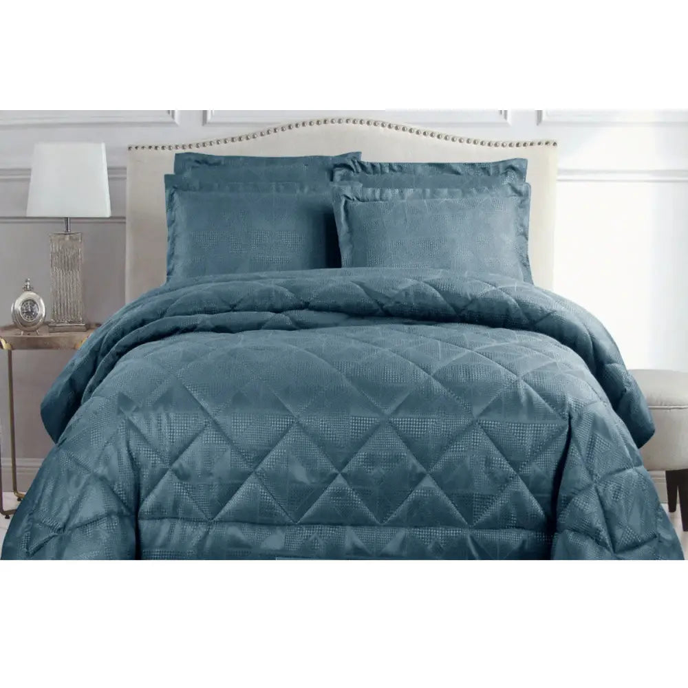Hotel Living Eli Jacquard Comforter Set King Blue - Home & Garden > Bedding