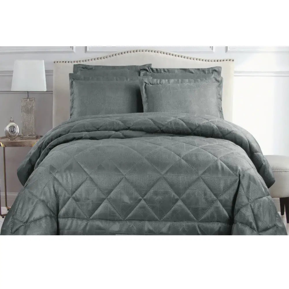 Hotel Living Eli Jacquard Comforter Set Queen Charcoal - Home & Garden > Bedding