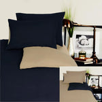 Hotel Living Reversible 100% Cotton JERSEY Quilt Cover Set Black / Latte - QUEEN - Home & Garden > Bedding