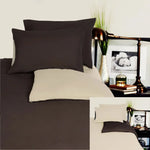 Hotel Living Reversible 100% Cotton JERSEY Quilt Cover Set Chocolate / Linen - DOUBLE - Home & Garden > Bedding
