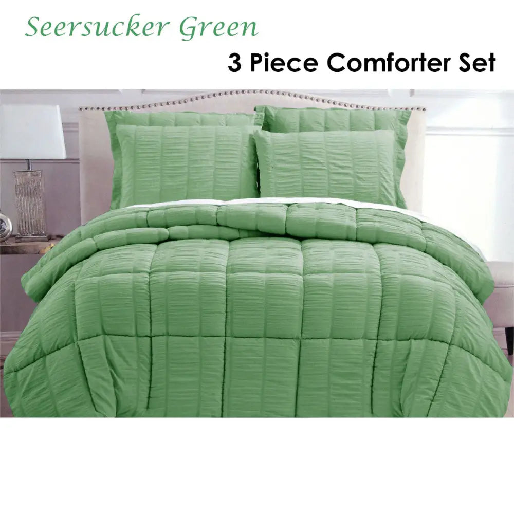 Hotel Living Seersucker Comforter Set Queen Green - Home & Garden > Bedding > Pillows