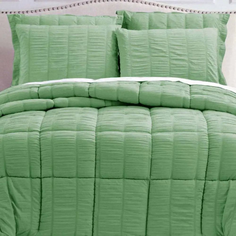 Hotel Living Seersucker Comforter Set Queen Green - Home & Garden > Bedding > Pillows