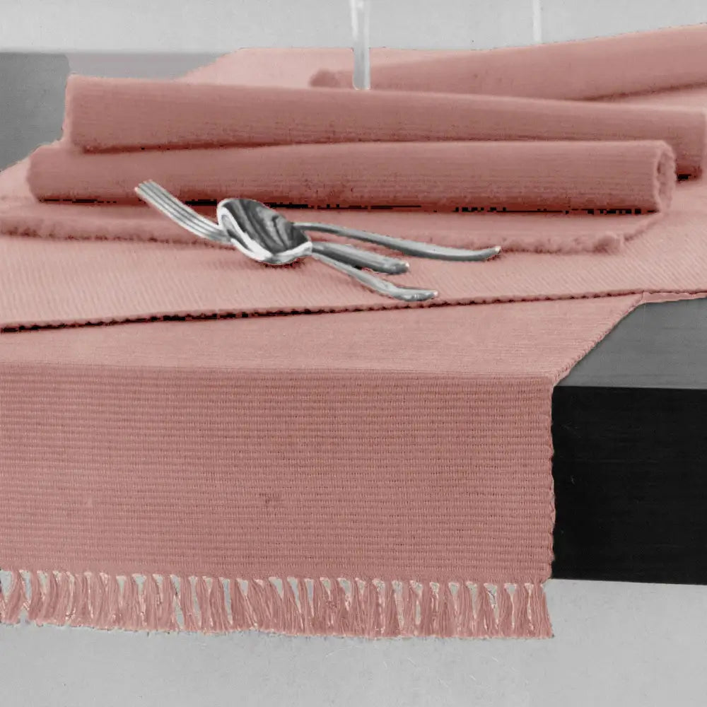 Hoydu 100% COTTON Ribbed Table Runner Blossom Pink 45 x 150cm - Home & Garden > Kitchenware